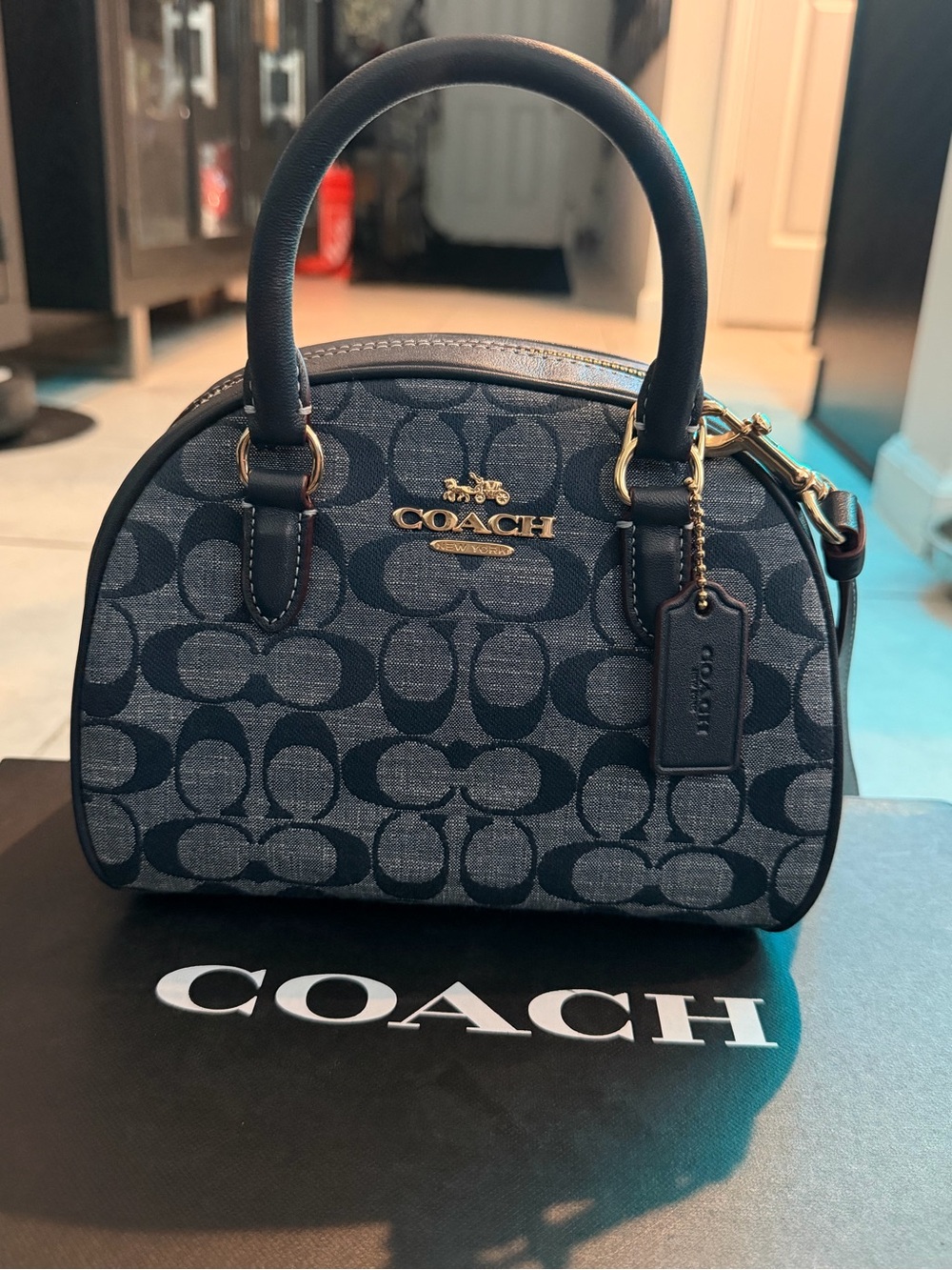 Coach Mini Dome Satchel in Navy and Black